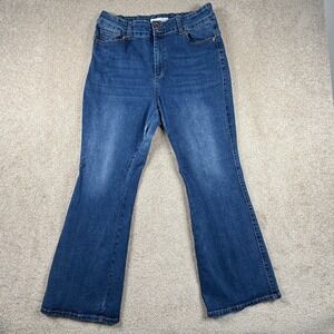 Curvalicious Jeans Womens 18 Blue Denim Cotton Stretch High Rise Bootcut Leg